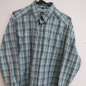 Ariat Pro Series Vented Green Plaid Long Sleeve Button Down Shirt Large